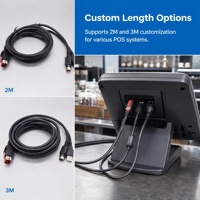 Kabel USB 2.0 A Male ke Hosiden 3 Pin Din, Daya 24V, Kabel Data & Daya POS, 2M 3M