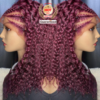 Perruques courtes bouclées crépues tressées 13x6, en cheveux humains bruns vietnamiens bruts, avec dentelle frontale HD sans colle, pour femmes noires