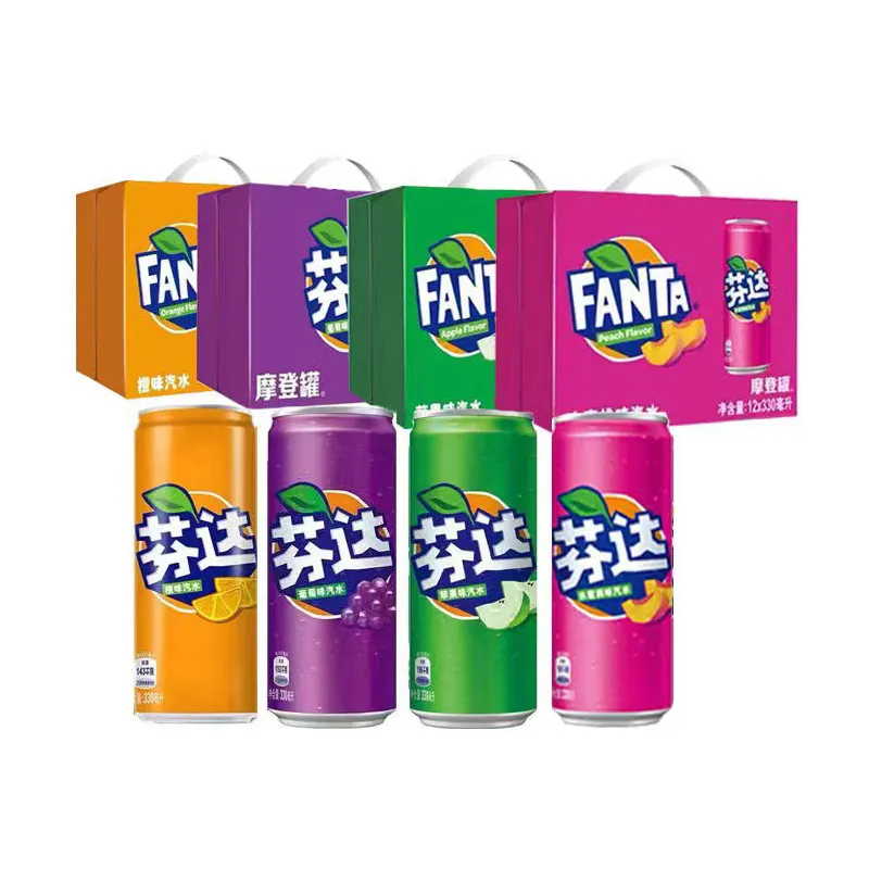 ร้อนขายขายส่งขนมที่แปลกใหม่เครื่องดื่มที่แปลกใหม่Fantaaเครื่องดื่มอัดลม330มิลลิลิตรเครื่องดื่มกระป๋องรสชาติต่างๆฟรุ๊ตตี้