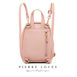 Pierre Loues Women's <b>Mini</b> <b>Backpack</b> Pink 7 Inch Zipper Closure Everyday Use - Product Image 2