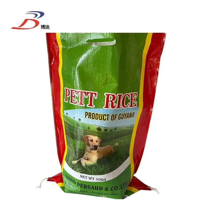 Sacos tecidos de polipropileno para arroz jasmim, sacos laminados BOPP de 50kg para embalagem de alimentos, 10kg e 25kg, para exportação de fábrica