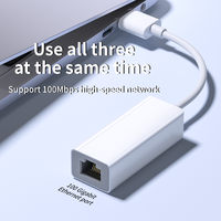Plug and Play USB C vers 100M Adaptateur Ethernet Type C vers RJ45 Carte réseau Lan pour PC et L Convertisseur de réseau externe