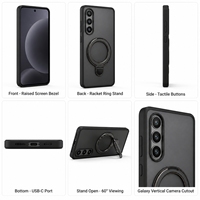 Casing Ponsel Magnet Ring Model Raket Tenis Klasik dengan Kotak Warna Elegan untuk Samsung S26 Ultra S25/S24, Lapisan Tahan Lama