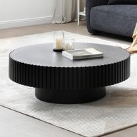 Combohome 31.5 "table basse ronde avec rangement, table basse à tambour noire moderne pour salon