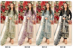 Salwar Kameez de Algodón Semi-Cosido para Mujer con Bordado y Trabajo Multihilo, Ropa Formal para Fiesta, Secado Rápido, para Todas las Temporadas - Product Image 5