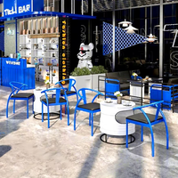 Ensemble table et chaises en fer de style industriel pour restaurants, salons de thé, cafés de desserts et salons - Usage commercial, capacité 4 personnes