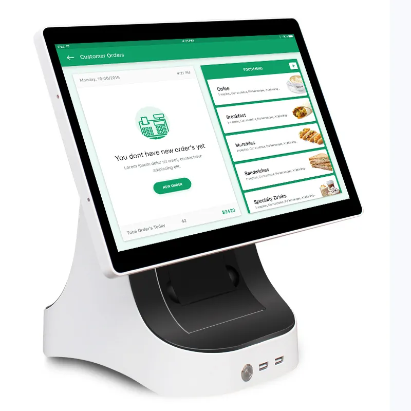 Pantalla táctil de integración de pos y comercio electrónico, sistema de máquina EPOS de 15 pulgadas