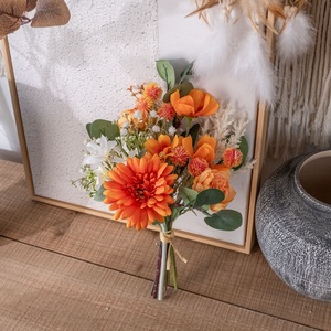 Décoration Murale de Fleurs Artificielles Ice Chan, Bouquet Orange en Tissu Plastique Tressé pour la Maison et les Mariages CF01409 - Product Image 2