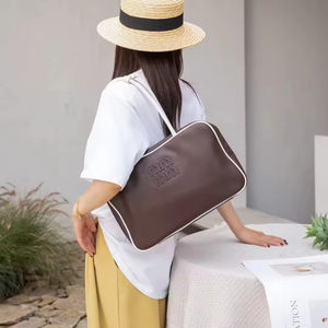 Bolso de cuero para mujer, mango largo, marco blanco, maletín de color block, cuero de vaca, tacto delicado, agarre de un solo hombro - Product Image 4