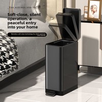 Poubelle à pédale fine en acier inoxydable 6L-18L pour salle de bain, bureau, maison, cuisine, avec couvercle à fermeture silencieuse et bac intérieur facile à nettoyer