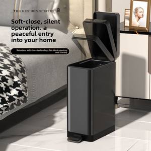 سلة مهملات بدواسة قدم من الفولاذ المقاوم للصدأ سعة 15 لتر للمكتب والمنزل والمطبخ مع غطاء هادئ الإغلاق وحاوية داخلية سهلة التنظيف - Product Image 2