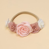 Bandeau élastique à fleurs rose mignon pour bébé fille, bandeau élastique pour nouveau-né et enfant, accessoire pour cheveux doux pour bébé