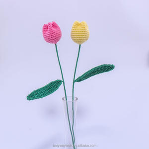 ช่อดอกไม้โครเชต์ถักมือแบบคลาสสิกทรงดอกทิวลิปปิด  ขายส่ง - Product Image 1