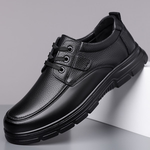 Zapatos Casuales de Negocios para Hombre, de Cuero Genuino, Punta Redonda, con Cordones, Parte Superior de Piel de Vaca, Suela de Goma, para Todas las Temporadas, Zapatos de Papá - Product Image 1