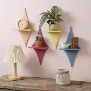 Geometric Wall Mounted <b>Shelf</b> Diamond Shape Storage <b>Rack</b> For Living Room Display Plant Vase Decorative <b>Shelves</b> - Product Image 1