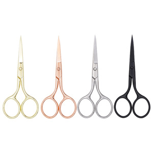 Stainless Steel Eyebrow Trimmer Scissors Straight Pointed Tip Home Use Rose Gold Black Silver Gold Plated - Product Image 3