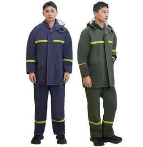 Chubasquero Impermeable Reflectante con Capucha, Chaleco Impermeable de Tela Tejida - Product Image 5
