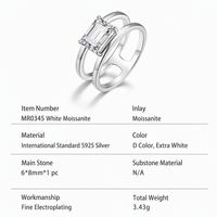 Bague solitaire personnalisée en argent sterling 925 avec moissanite taille émeraude pour femme – Fabrication en gros de bijoux fins par une usine