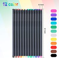 Bview Art — ensemble de stylos fins de couleur, 12 couleurs, Fineliner, pour dessin, lignes fines, marqueurs, pour écrire, 0.4mm