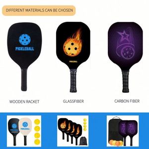 Paleta de Pickleball de Fibra de Vidrio con Logotipo Personalizado y Superficie de Fibra de Carbono, Juego de 2 Raquetas, 4 Pelotas, 1 Bolsa - Product Image 3