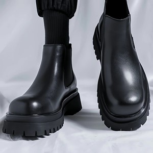 Platform High Top Thick-soled Men's Shoes Casual Ankle <b>Work</b> <b>Boots</b> Formal Loafer <b>Leather</b> <b>Boots</b> Shoes - Product Image 5