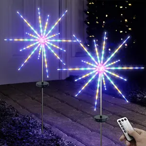 Solar and Battery Powered Christmas holiday Decorative Lights Firework Lights LED Starburst String Lights with Remote