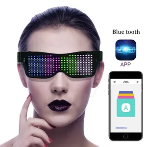 Lunettes bleues rechargeables, contrôle par application, personnalisées, magiques, à Led, défilement, avec Message, pour fête, unités