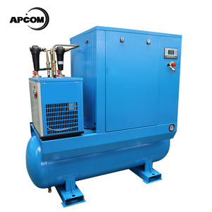 เครื่องอัดอากาศแบบสกรูโรตารี่ APCOM 7.5-22KW 8/12 บาร์ แบบอย่างติดตั้งถาวร ไม่ใช้น้ำมัน ระบบลมแห้ง ใช้ไฟ AC ระบายความร้อนด้วยอากาศ - Product Image 2