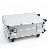 Valise trolley en aluminium argenté avec roulettes intégrées, poignée télescopique, serrure et mousse EVA découpée sur mesure, mallette à outils rigide à roulettes