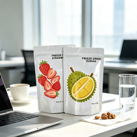 Sachet Doypack Mylar Personnalisé Imprimé pour Fruits Lyophilisés, avec Fermeture Ziplock Argentée et Fenêtre Transparente, pour Emballage Alimentaire