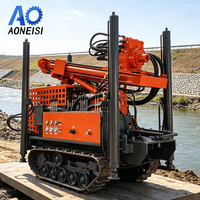 Machine de forage de puits d'eau de 260 m, type chenillé, diesel, hydraulique, pour applications de forage en profondeur