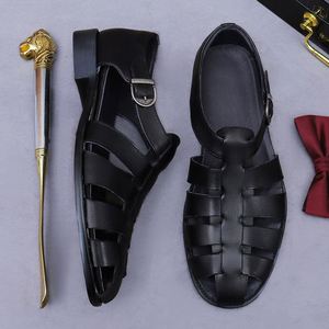 Sandales gladiateur en cuir pour hommes, de haute qualité, personnalisées, décontractées, pour la randonnée en plein air, respirantes, plates, pour l'été - Product Image 5