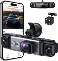 Caméra de tableau de bord 4 canaux WiFi 1080P avant, intérieur, arrière, DVR de voiture, vision nocturne 360 degrés, écran IPS 3,16 pouces, moniteur de stationnement