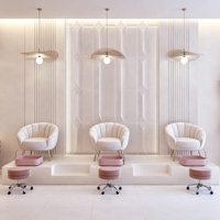 Station de travail pour salon de coiffure, mobilier de salon de beauté, design d'intérieur personnalisé pour salon de coiffure, personnalisation complète de la pièce, décoration de magasin