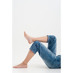 Jeans décontractés à fentes latérales en bleu moyen - Product Image 4