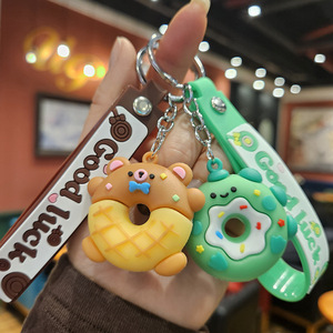 Sáng Tạo Động Vật Donut Keychain PVC Mềm Keo Khủng Long Xe Móc Chìa Khóa Dễ Thương Túi Mặt Dây Chuyền Treo Trang Trí Bán Buôn Quà Tặng Vòng Chìa Khóa - Product Image 6