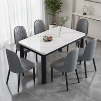 Ensemble de table à manger moderne sur mesure 4 places, table à manger en pierre frittée, chaises rembourrées, meubles pour la maison, pour usage hôtelier