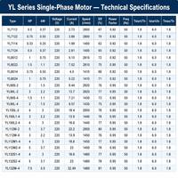 Moteur asynchrone Quanneng YL90L-4 série YL 220V monophasé 50Hz, efficacité IE2, double valeur, norme IEC, léger et longue durée de vie
