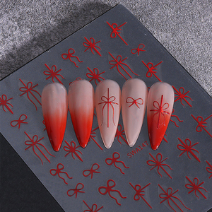 Autocollants pour ongles en forme de nœud cadeau de Noël, 3 couleurs, or métallique, vert, <span class=keywords><strong>rouge</strong></span>, design simple en ruban, bricolage, autocollants pour <span class=keywords><strong>manucure</strong></span>, décorations de vacances - Product Image 2