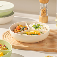 Assiette de service moderne de luxe en porcelaine à trois compartiments, motif dessin animé, écologique, durable, non toxique, vaisselle pour le camping et la maison