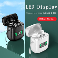 Earphone TWS Baru S20 BT5.0 Motif Kulit LED Digital Stereo Earbud Nirkabel Headphone Earbuds