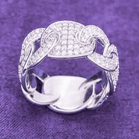 Bague GRA Certifiée Hip Hop Iced Out Bling en Argent 925, Testée au Diamant, Moissanite VVS, Maillons Cubains Mariner pour Femmes et Hommes