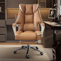 Chaise de bureau confortable pour le travail sédentaire, chaise d'ordinateur inclinable à dossier haut, pivotante, en cuir, ergonomique, avec structure en acier à 5 étoiles