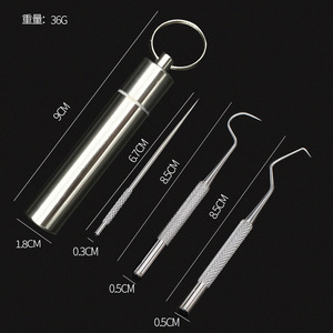 Palillo de dientes de acero inoxidable, gancho para dientes, herramienta para quitar dientes, cubo portátil de acero inoxidable, se puede colgar en el llavero - Product Image 3
