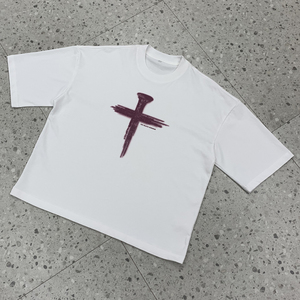 Fabrication de t-shirts de créateurs, t-shirts surdimensionnés en coton biologique personnalisés, t-shirts à épaules tombantes, imprimés avec des motifs graphiques blancs, t-shirts pour hommes - Product Image 2