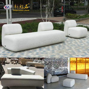 Nuevos Materiales de Construcción de Piedra, Banco de Hormigón Prefabricado GRC con Respaldo para Interiores y Exteriores, Parques y Plazas - Product Image 1