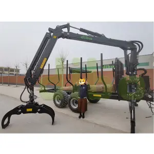 CE certification Heavy duty farm hydraulic Wood log loader air hydraulic brake joy-sticks PTO ATV timber cranes for trailer