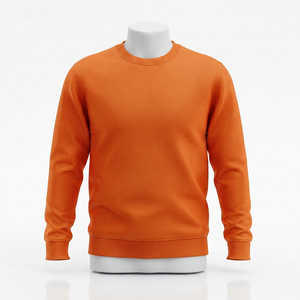 เสื้อสเวตเชิ้ตคอกลมสีส้มสำหรับผู้ชาย ทรงปกติ ผ้าถัก สีพื้น แขนยาว สวมใส่สบายๆ - Product Image 1