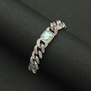 Rectangle Colored <b>Cuban</b> <b>Chain</b> Bracelet Hipster Nightclub Hip-hop Locomotive Bracelet Bracelet Tanjing - Product Image 4