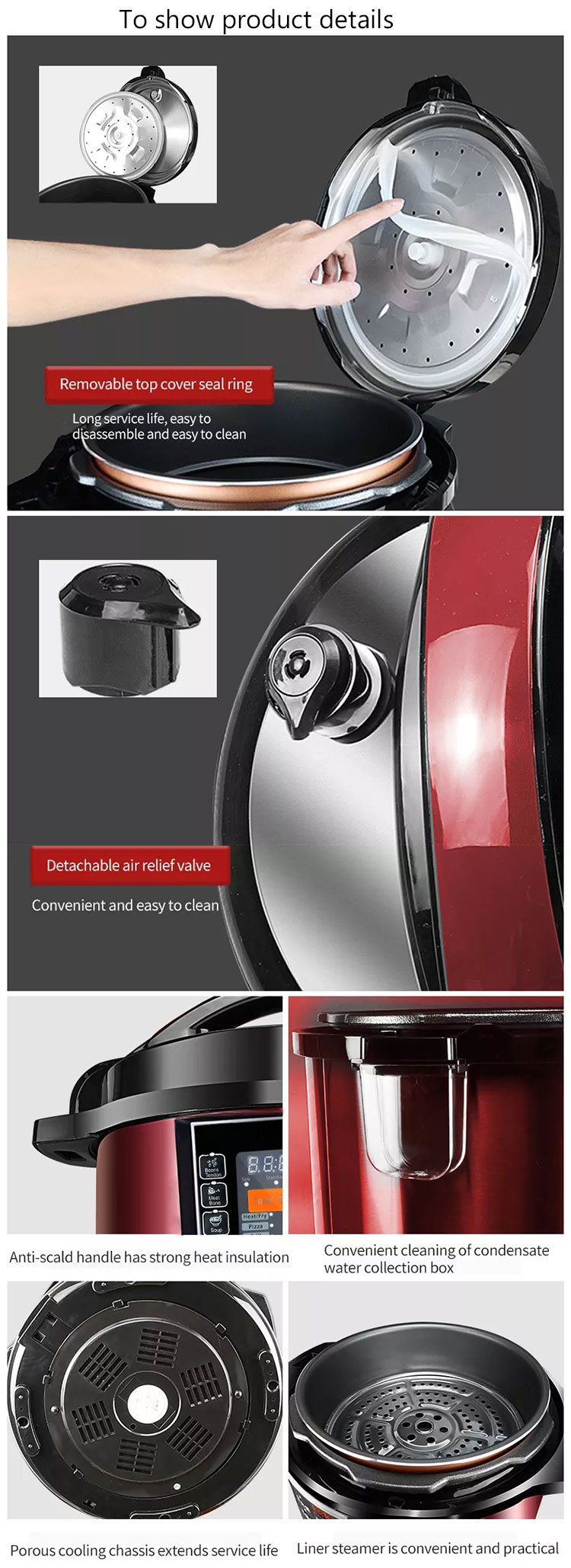 D04 All in 1 Electric Multi-purpose Pressure Cooker 5L to 12L Oem Big Size Hotel Restaurant Multi Middle East Pressure Cooker